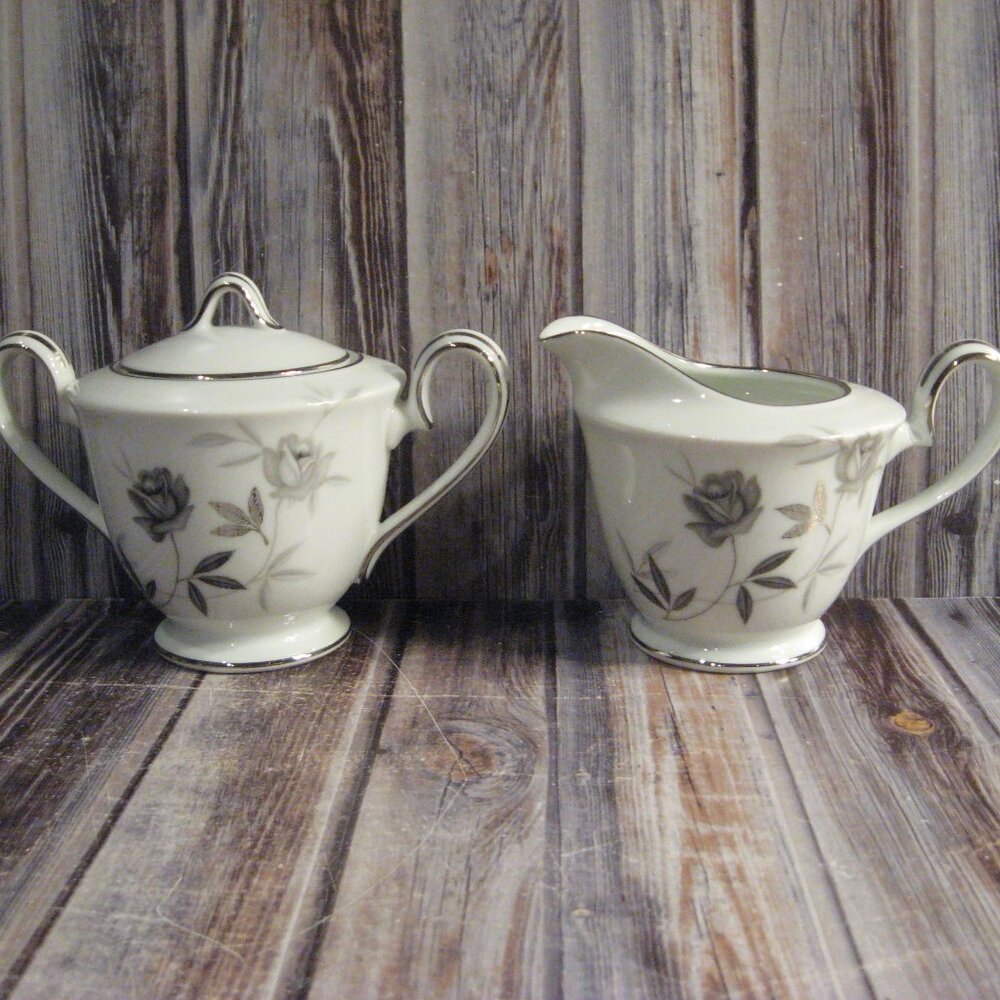 NORITAKE ROSAMOR FOOTED SMALL CREAM & SUGAR SET